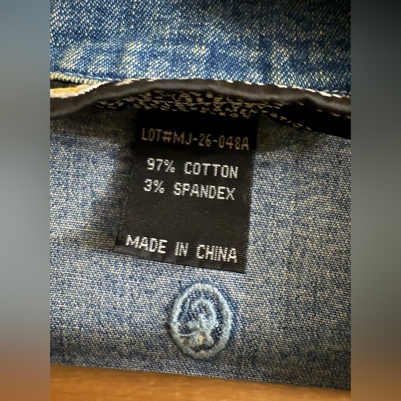 Christine Alexander Rhinestone Bling Blue Denim Jean Jacket Women Size Large - Picture 13 of 13